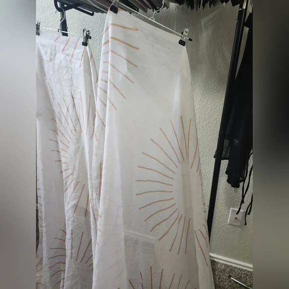 Society6 White and Tan Sunburst Curtains - Picture 3 of 5